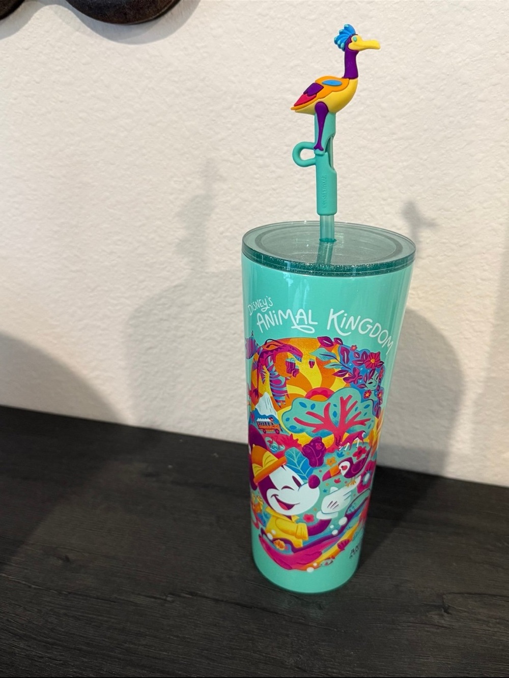 Disney Animal Kingdom Starbucks tumbler with Kevin Straw Topper